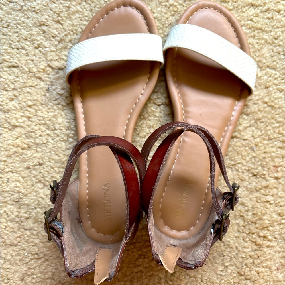 White and brown sandals